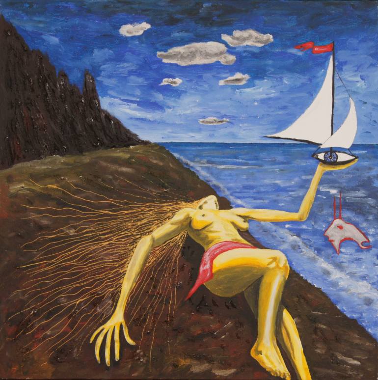 770x774 Saatchi Art The Love Sick Merman Painting By Erwin Bruegger - Sick Painting