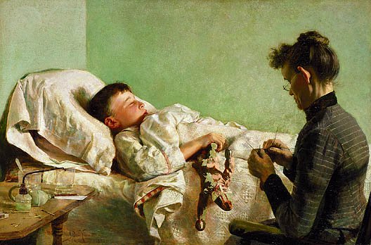 528x348 The Sick Child 1893 Painting J Bond Francisco Oil Paintings - Sick Painting