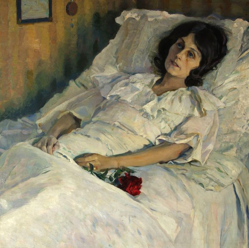800x796 The Sick Girl Mikhail Vasilevich Nesterov Oil Painting - Sick Painting