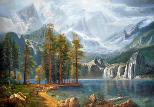515x360 Sierra Nevada By Albert Bierstadt Oil Painting Reproductions - Sierra Nevada Painting