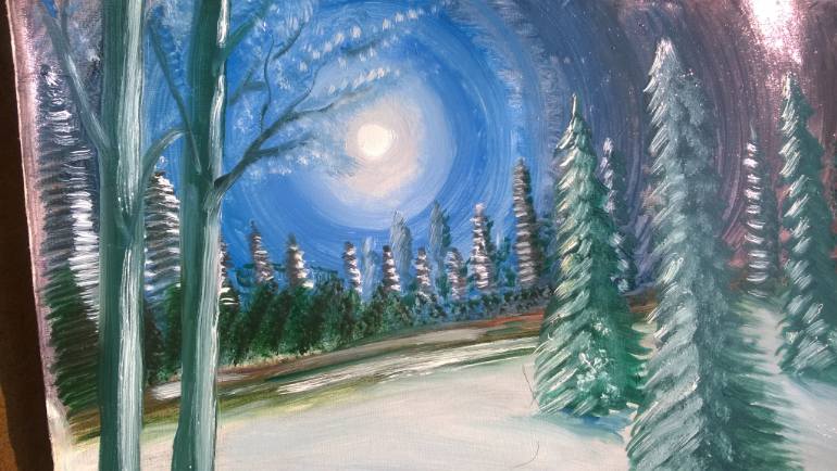 770x434 Saatchi Art Silent Night Painting By Sudipta De - Silent Night Painting