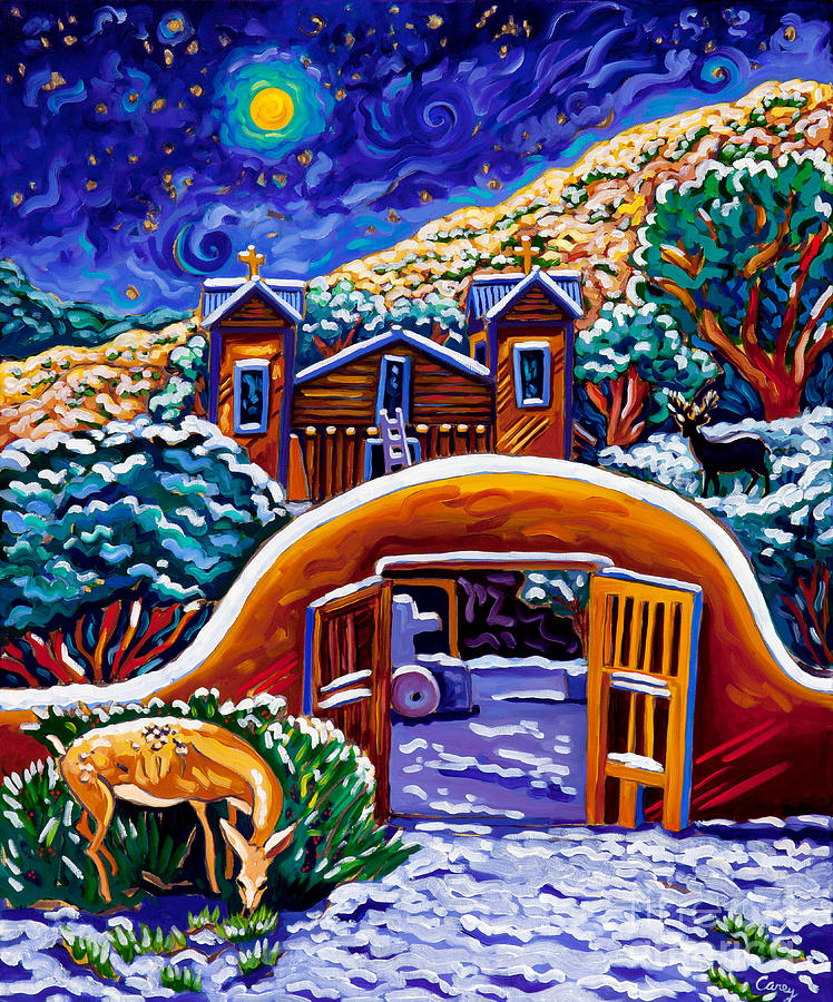748x900 Silent Night Chimayo Painting By Cathy Carey - Silent Night Painting