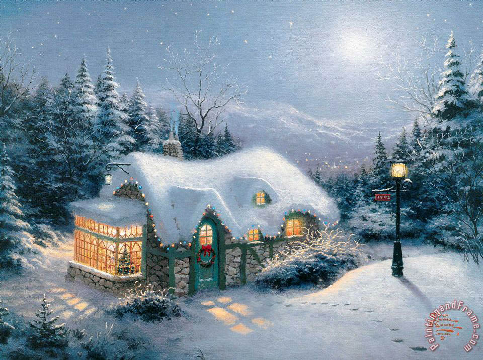 960x717 Thomas Kinkade Silent Night Painting - Silent Night Painting