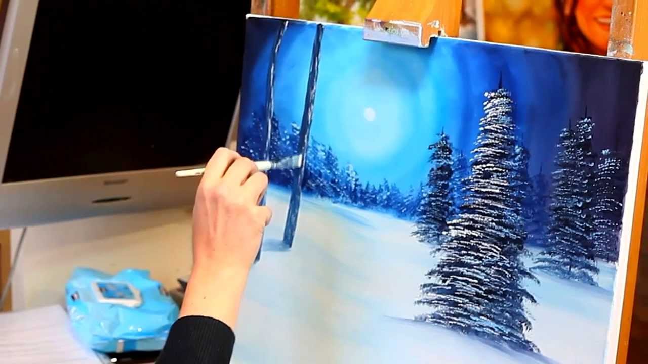 1280x720 Winter Snow Oil Painting Tutorial For Beginners Silent Night Full - Silent Night Painting