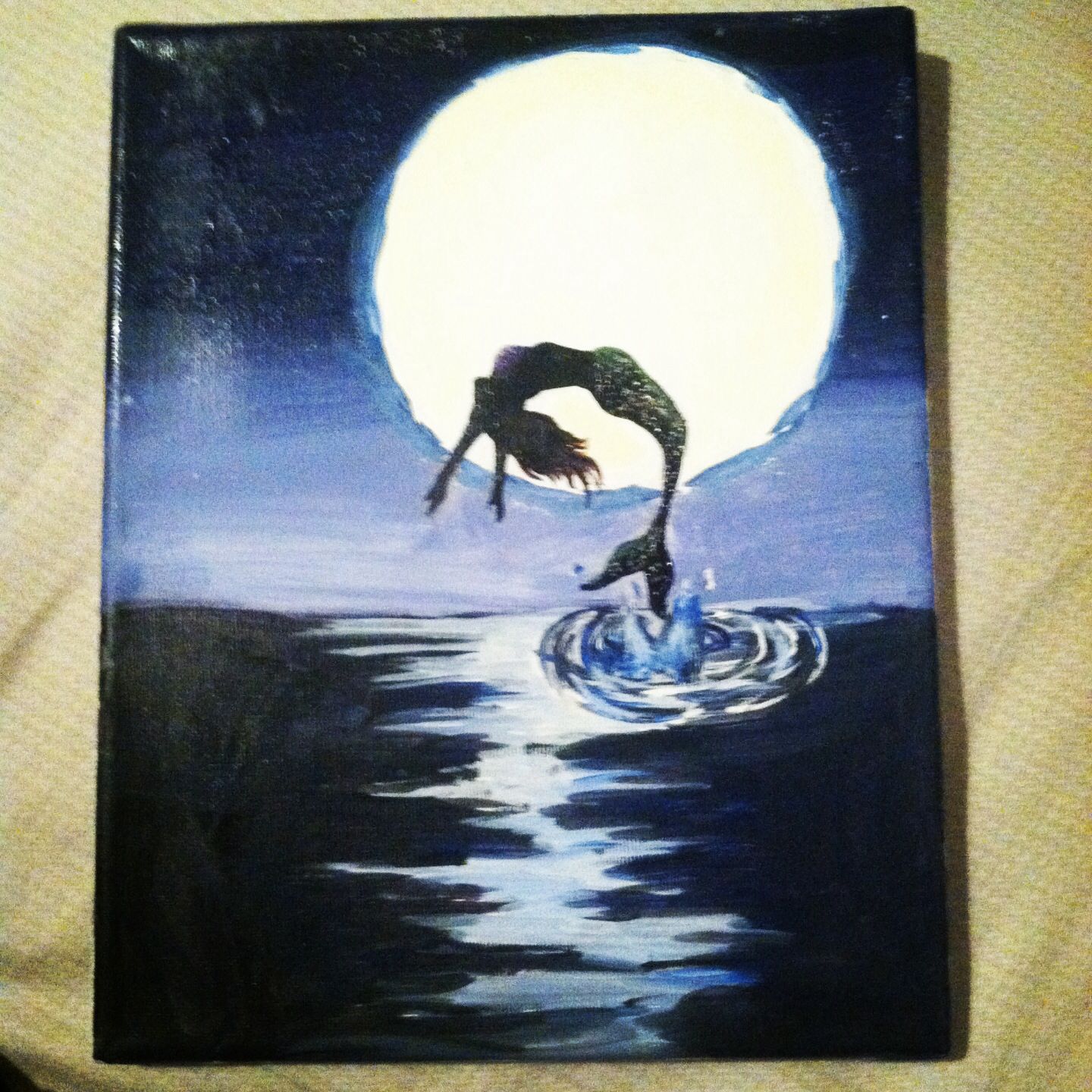 1440x1440 Mermaid Silhouette Canvas Painting Fallon Larmon Bull Craft - Silhouette Canvas Painting