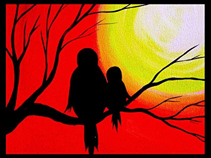 425x319 Pvr Look Alike Birds Silhouette Canvas Painting 12 X 9 Amazon - Silhouette Canvas Painting