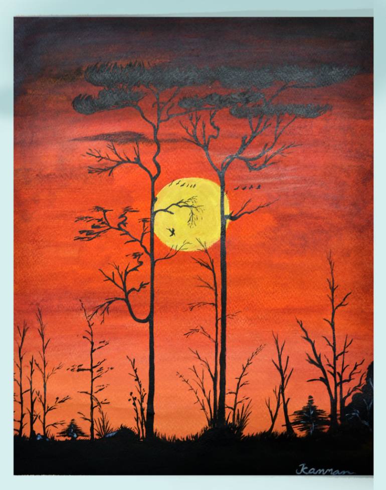 770x977 Saatchi Art Silhouette Painting By Kannankutty Kunnath - Silhouette Painting