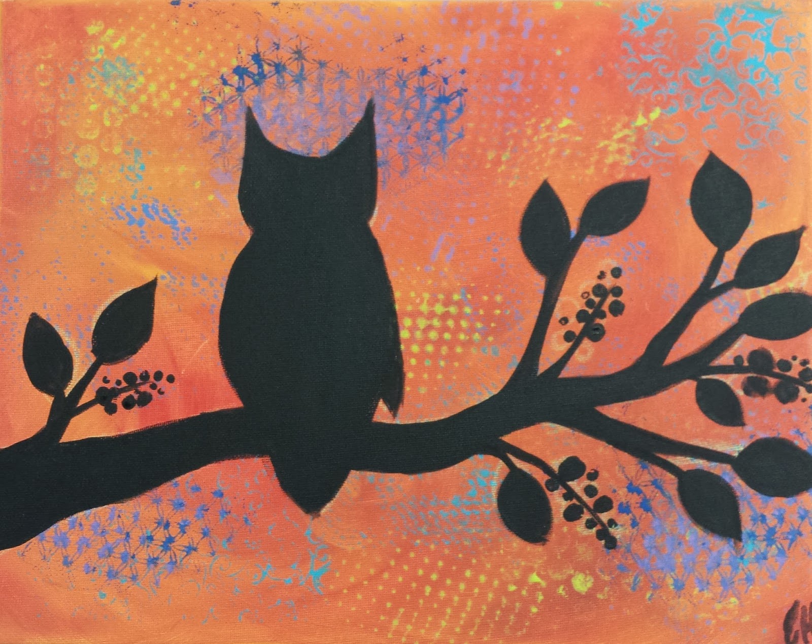 1600x1269 Angela Anderson Art Blog Owl Silhouette Paintings - Silhouette Painting