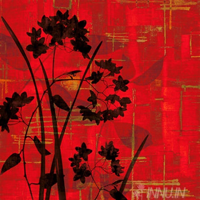 680x680 Art Prints Erin Lange Silhouette On Red Flower, Laminated Print - Silhouette Painting Artists