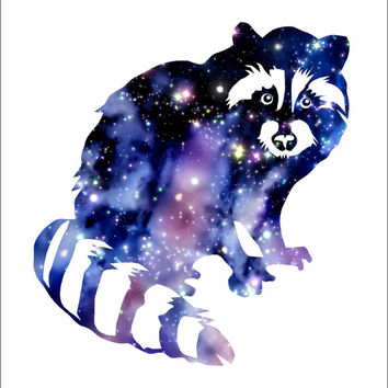 354x354 Raccoon Watercolor Painting Archival Art From Imagedesignstudio - Silhouette Watercolor Painting