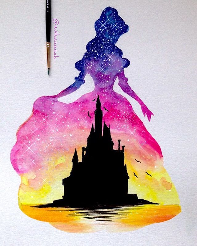 640x800 These Silhouette Paintings Of Disney Moments Are Absolutely - Silhouette Watercolor Painting
