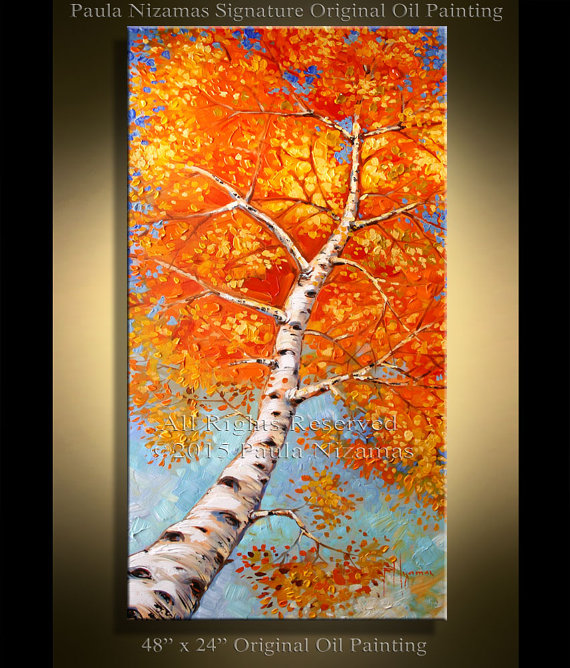 570x668 Oil Painting On Canvas Gallery Art Glowing Silver Birch - Silver Birch Painting