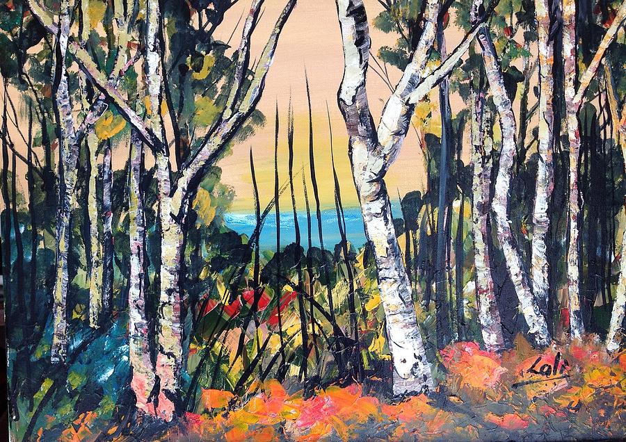 900x636 Silver Birch Painting By Lali Shankar - Silver Birch Painting