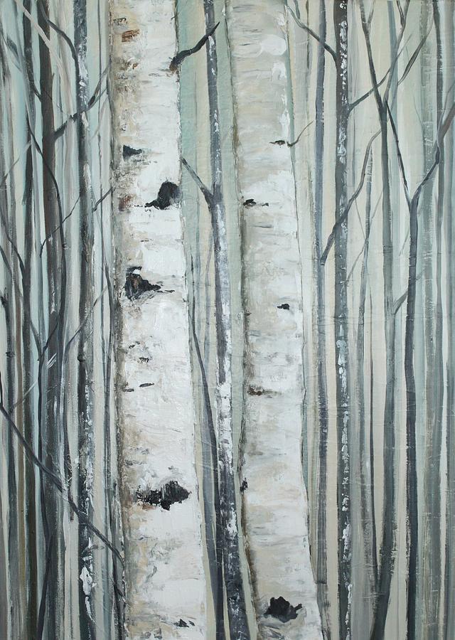 640x900 Silver Birch Painting By Michelle Lake - Silver Birch Painting
