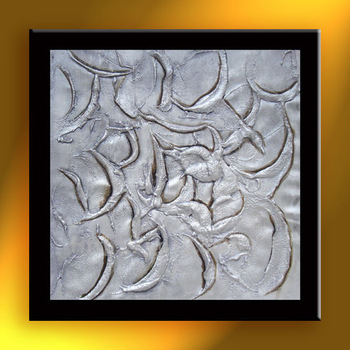 350x350 Factory Direct Wholesale Abstract Gold Foil Oil Painting - Silver Foil Painting