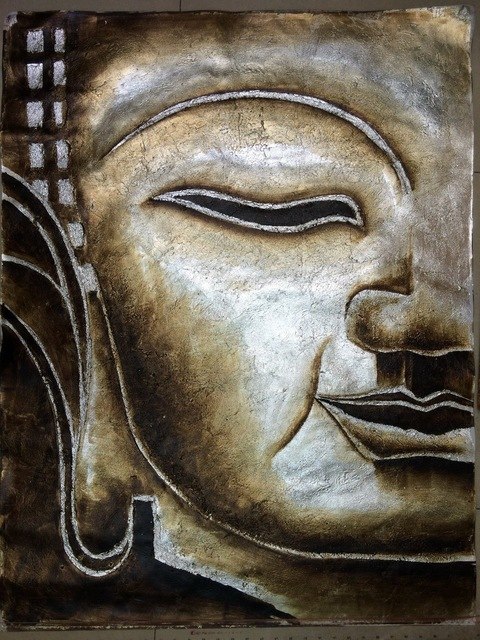 480x640 Hot Sale 100% Handpainted Canvas Painting Modern Silver Foil - Silver Foil Painting