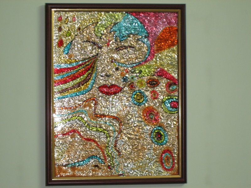 800x600 Silver Foil Paint Glass Painting With Silver Foil Background - Silver Foil Painting