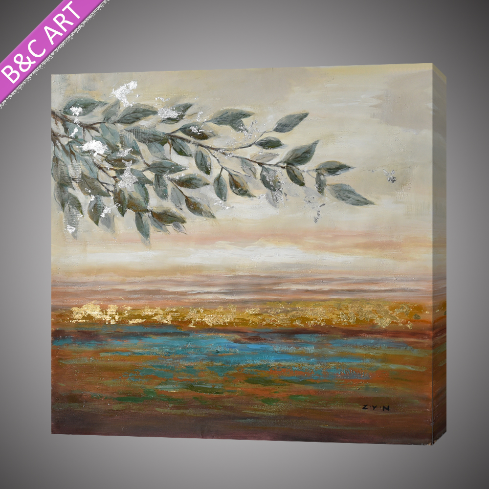 1000x1000 Decorative Silver Foil Wall Art Landscape Painting For Home - Silver Foil Painting