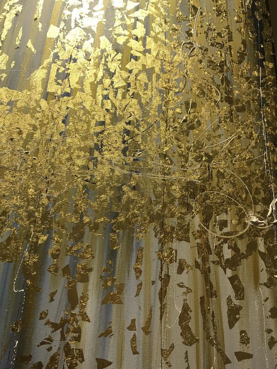 570x760 Large Abstract Oil Painting Wall Art Gold Painting Wall Decor - Silver Leaf Painting