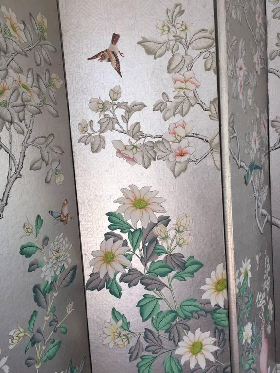 576x768 Magnificent And Monumental Silver Leaf Hand Painted 5 Panel Screen - Silver Leaf Painting