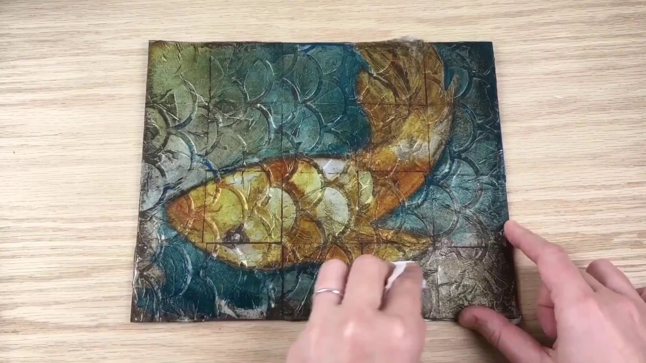 1280x720 Subtractive Painting Over Textured Acrylic Silver Leaf - Silver Leaf Painting