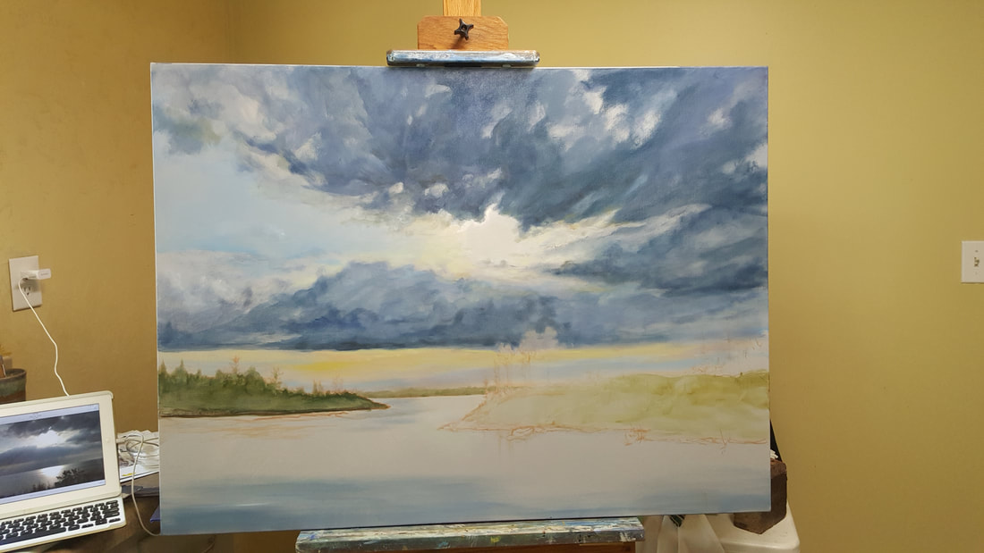 1100x619 New Oil Painting In Progress - Silver Lining Painting