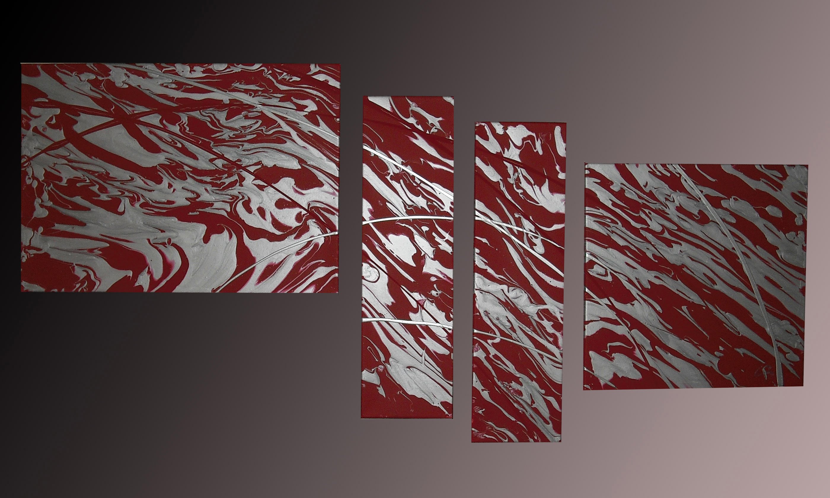 2800x1680 How To Make A Fluid Painting In Red And Silver - Silver Painting