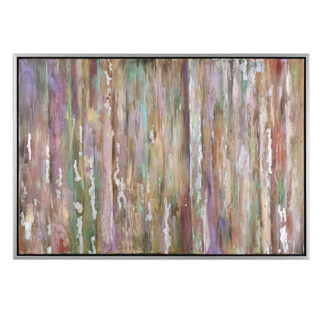 1280x1280 Modern Large Abstract Wall Art Silver Frame Colorful Painting - Silver Painting