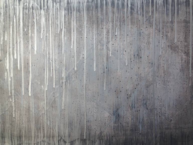 770x578 Saatchi Art Silver Rain Painting By Cynthia Kaufman Rose - Silver Painting