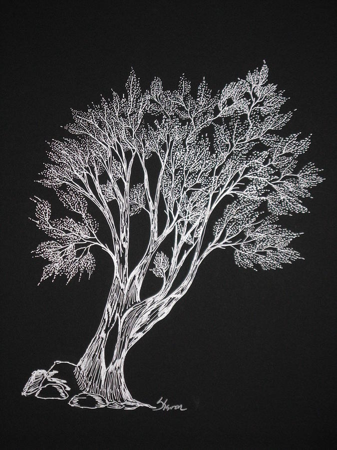 675x900 Silver Tree Painting By Sharon Morris - Silver Painting