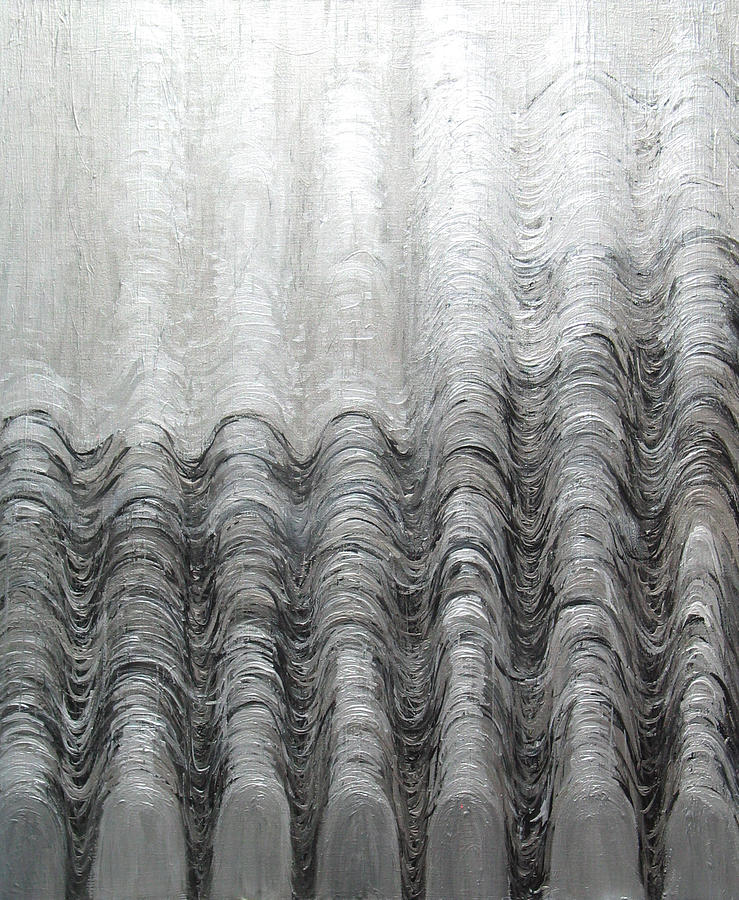 739x900 Foggy Silver Mountain Range Painting By Kazuya Akimoto - Silver Painting