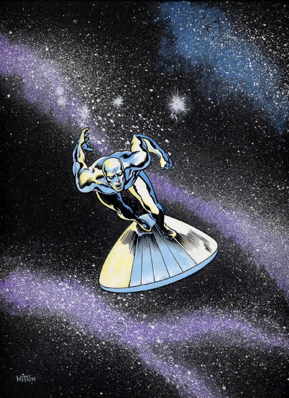 581x800 Silver Surfer Painting By Mitton, In Laurent Vandomme's Colours - Silver Surfer Painting