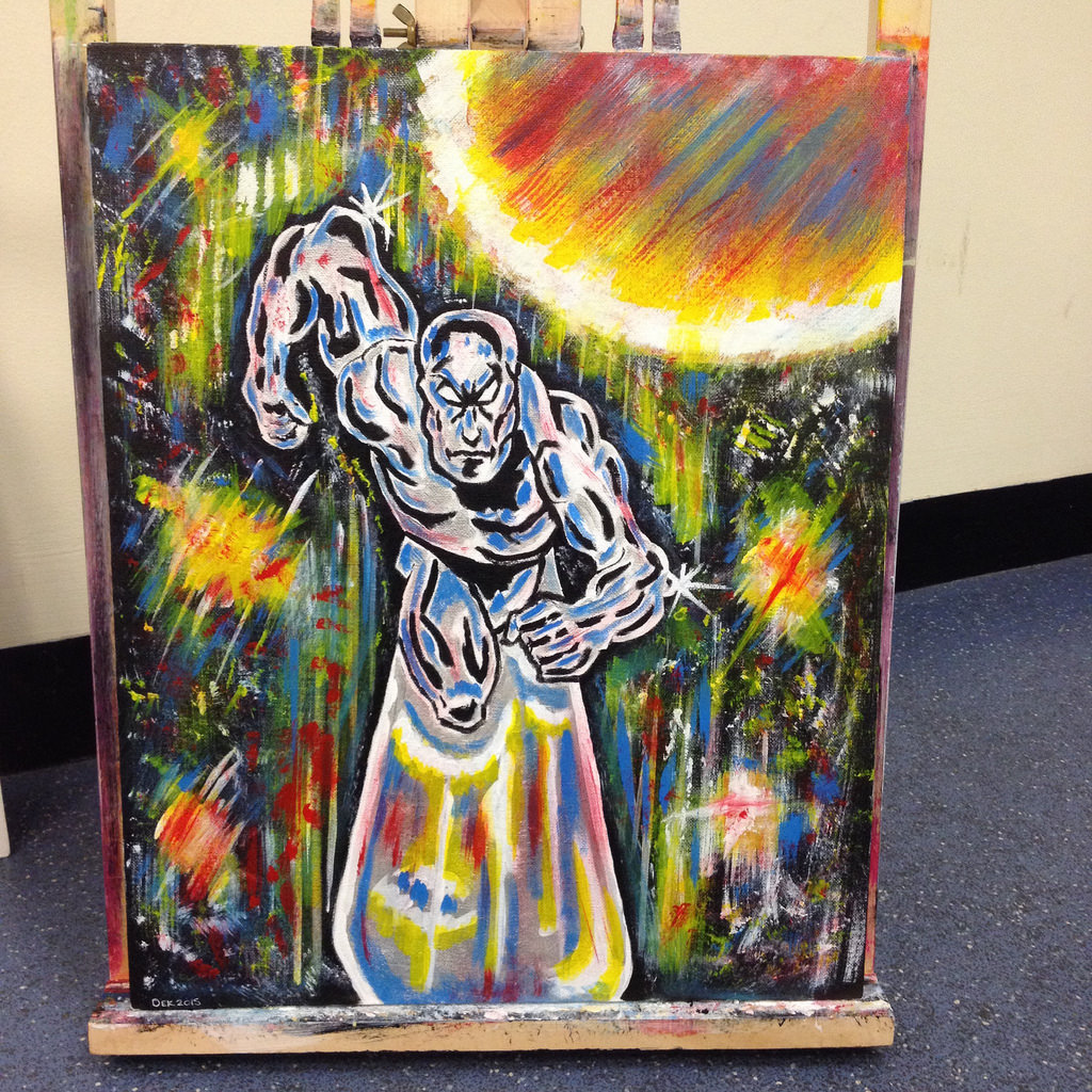 1024x1024 Silver Surfer. Painting,acrylics Board. - Silver Surfer Painting