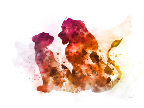 570x427 Simba And Nala The Lion King Inspired Art Print Illustration - Simba And Nala Painting