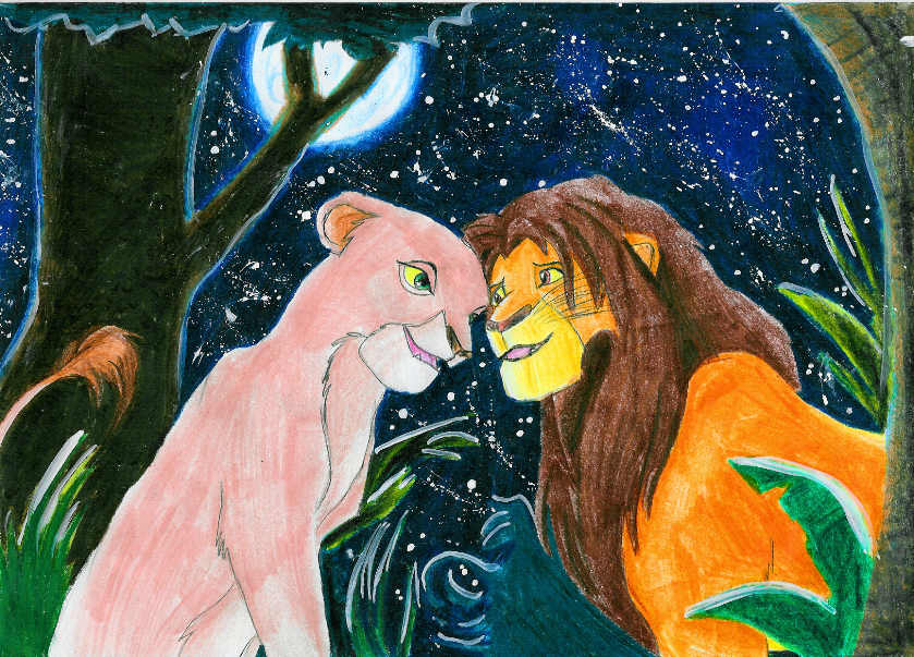 839x603 Simba And Nala - Simba And Nala Painting