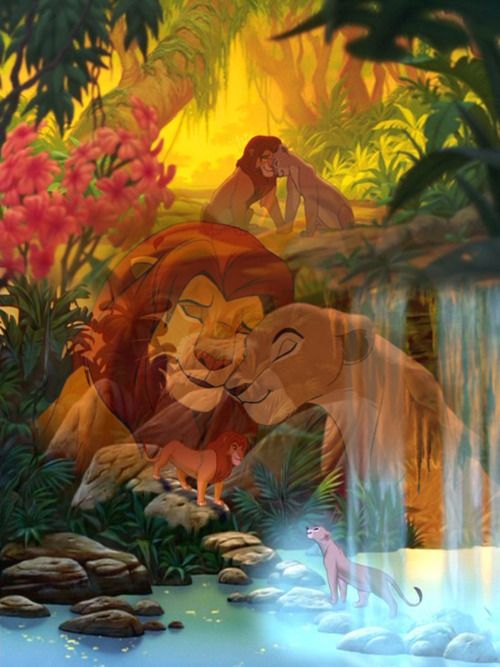 500x667 The Lion King (Beautiful!) Disney Animals Lions - Simba And Nala Painting
