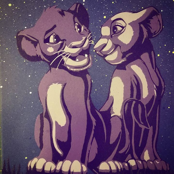 720x720 Simba And Nala Lion King Spray Paint Stencil By Toolowbrow - Simba And Nala Painting