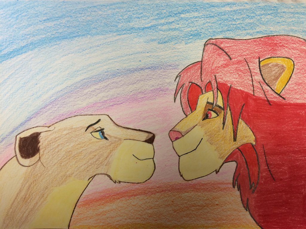 1024x768 Lion King Simba And Nala Love By Jestra4life - Simba And Nala Painting