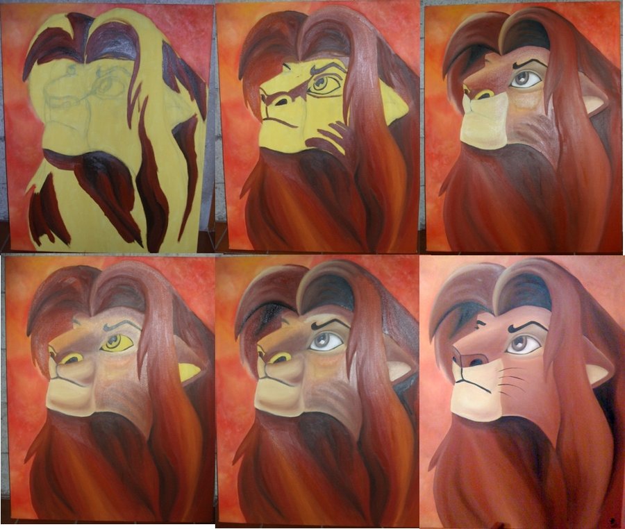 900x762 Simba Painting Process By Jay3jay - Simba Painting