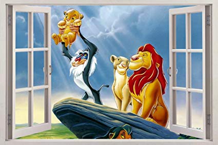 425x283 Lion King Simba 3d Window View Decal Graphic Wall - Simba Wall Painting