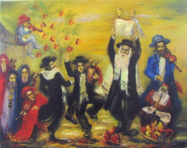 640x508 Love Art Shabbat Shalom Torah, Jewish Art And Dancing - Simchat Torah Painting
