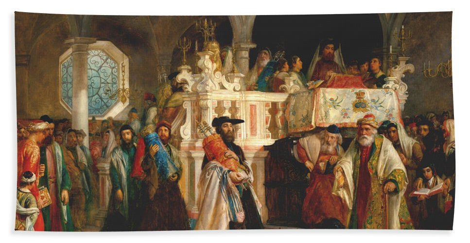 967x500 Simchat Torah, Livorno, 1850 Beach Sheet For Sale By Solomon - Simchat Torah Painting