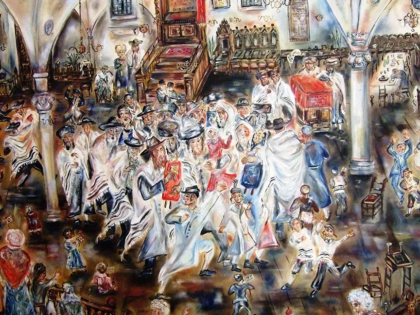 864x648 American Guild Of Judaic Art Painting Amp Mixed Media - Simchat Torah Painting