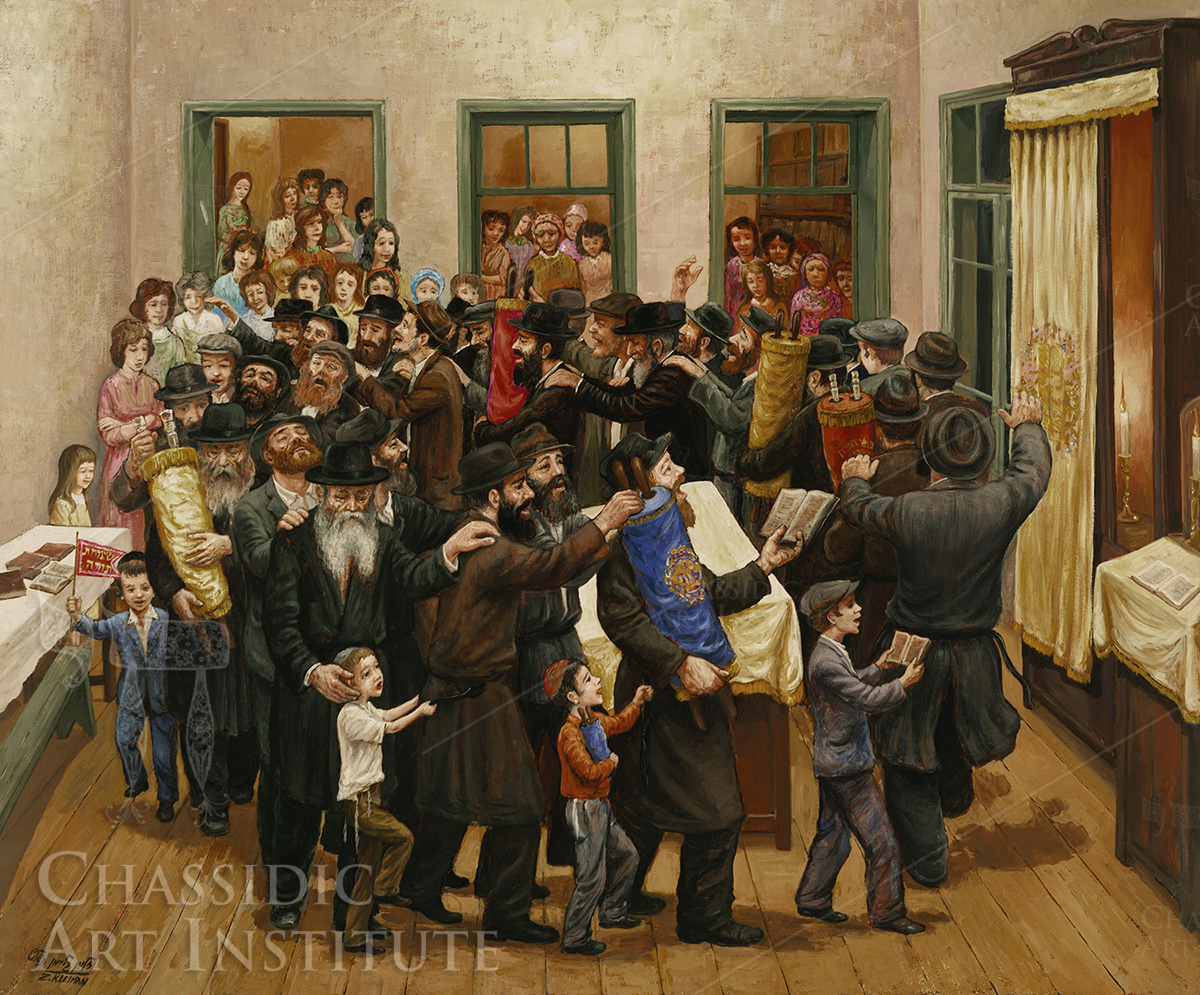 1200x995 Chai Art Gallery Zalman Kleinman - Simchat Torah Painting