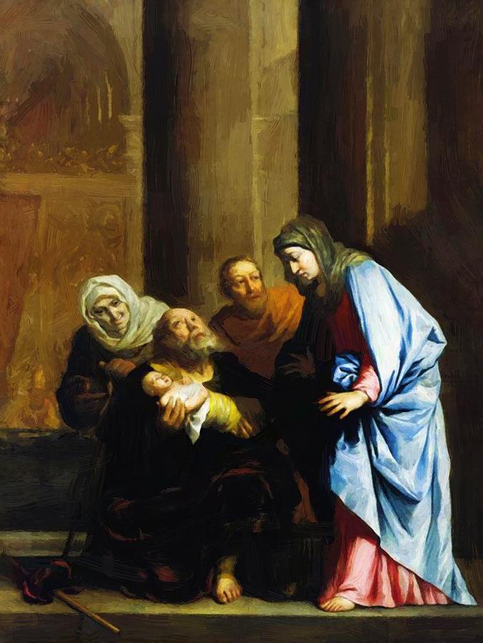 677x900 Simeon With The Infant Jesus Painting By West Benjamin - Simeon Painting