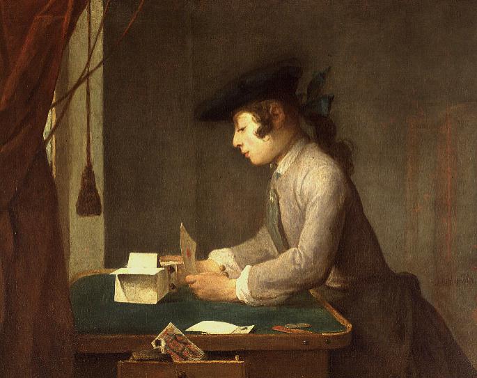 685x543 The House Of Cards Painting Jean Baptiste Simeon Chardin Oil - Simeon Painting