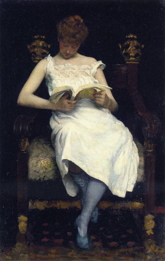 578x912 Girl Reading Painting Edward E Simmons Oil Paintings - Simmons Painting