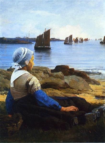 438x600 Awaiting His Return, 1884 - Simmons Painting