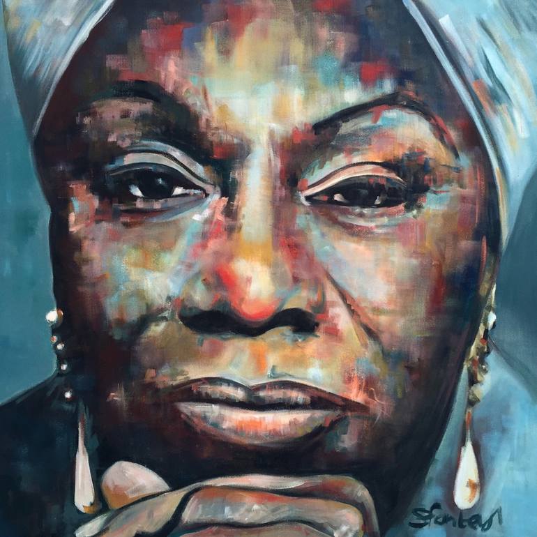 770x770 Saatchi Art Nina Simone Painting By Stephanie Fonteyn - Simone Painting