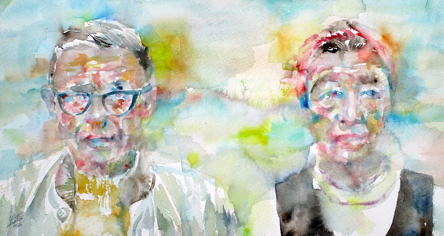900x478 Sartre And Simone De Beauvoir Painting By Fabrizio Cassetta - Simone Painting